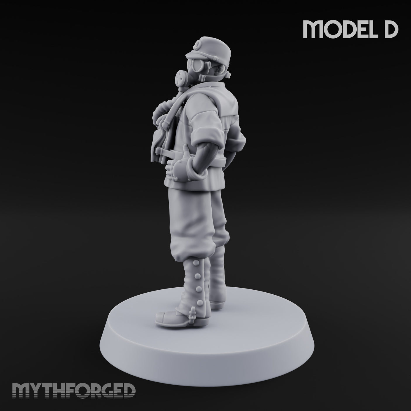 Weird War Gas Masked Gunning Japanese Trooper D Miniature for Dungeons and Dragons, Pathfinder or other TTRPGs