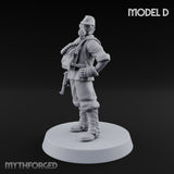 Weird War Gas Masked Gunning Japanese Trooper D Miniature for Dungeons and Dragons, Pathfinder or other TTRPGs
