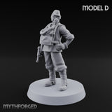 Weird War Gas Masked Gunning Japanese Trooper D Miniature for Dungeons and Dragons, Pathfinder or other TTRPGs