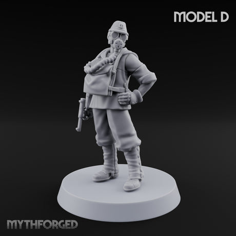 Weird War Gas Masked Gunning Japanese Trooper D Miniature for Dungeons and Dragons, Pathfinder or other TTRPGs