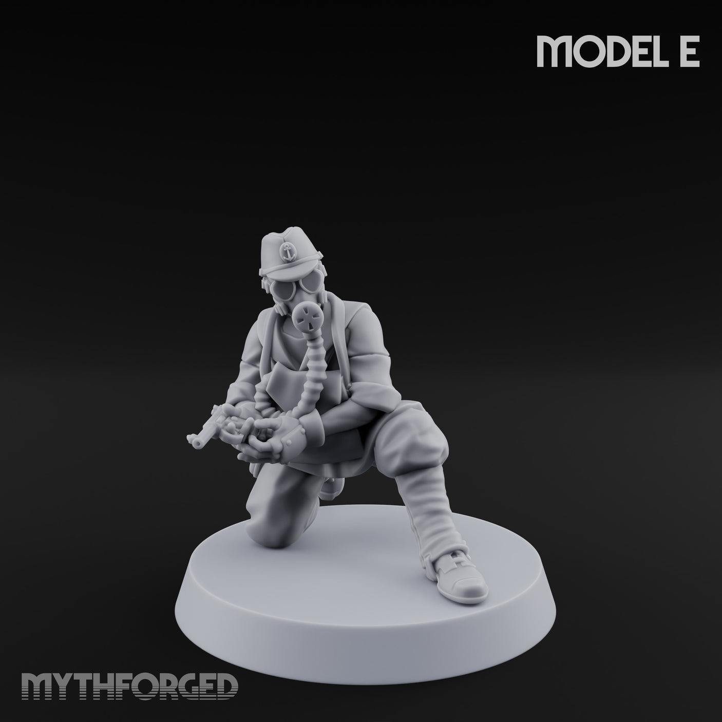 Weird War Gas Masked Gunning Japanese Trooper E Miniature for Dungeons and Dragons, Pathfinder or other TTRPGs
