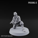 Weird War Gas Masked Gunning Japanese Trooper E Miniature for Dungeons and Dragons, Pathfinder or other TTRPGs
