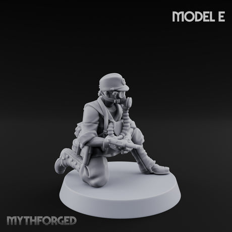 Weird War Gas Masked Gunning Japanese Trooper E Miniature for Dungeons and Dragons, Pathfinder or other TTRPGs