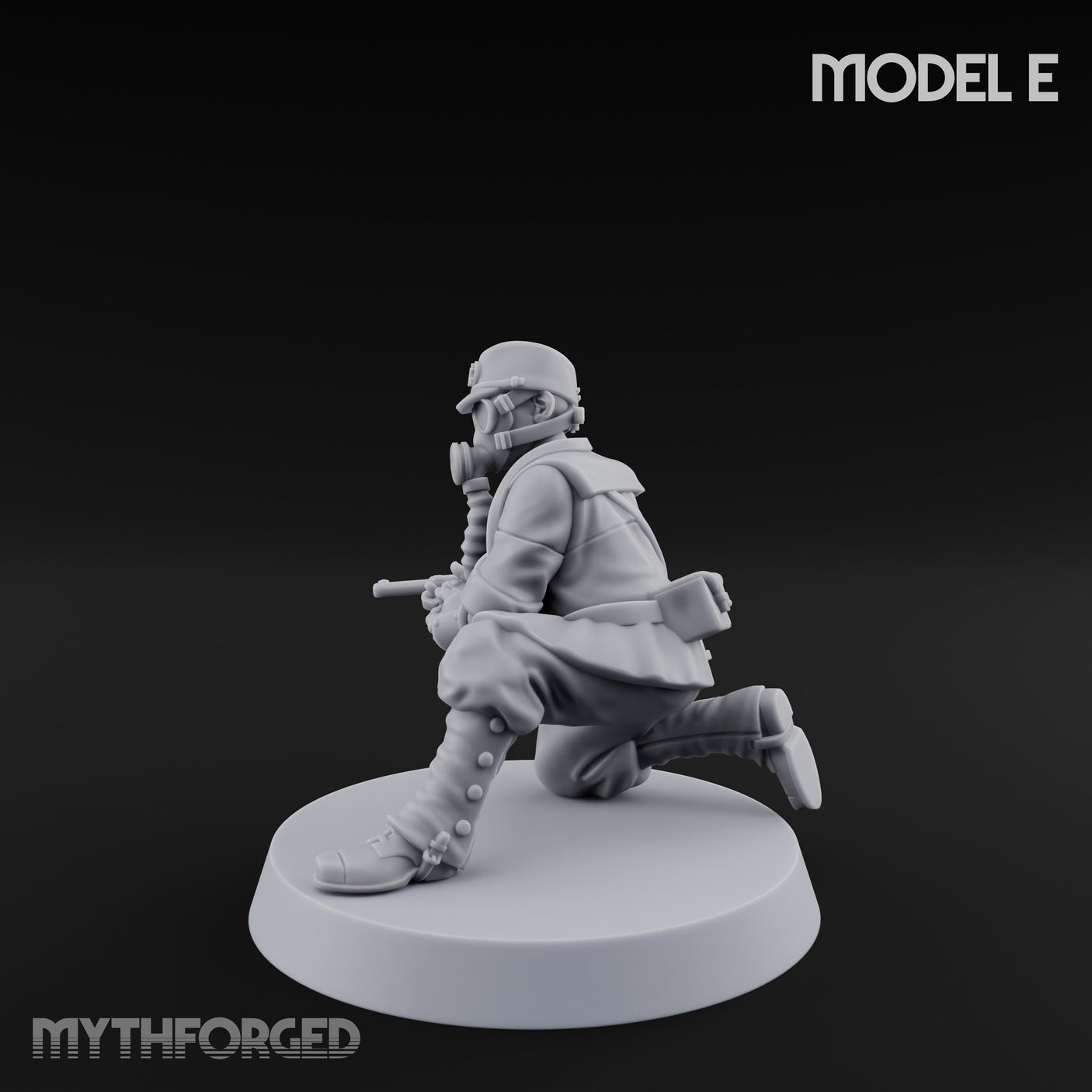 Weird War Gas Masked Gunning Japanese Trooper E Miniature for Dungeons and Dragons, Pathfinder or other TTRPGs