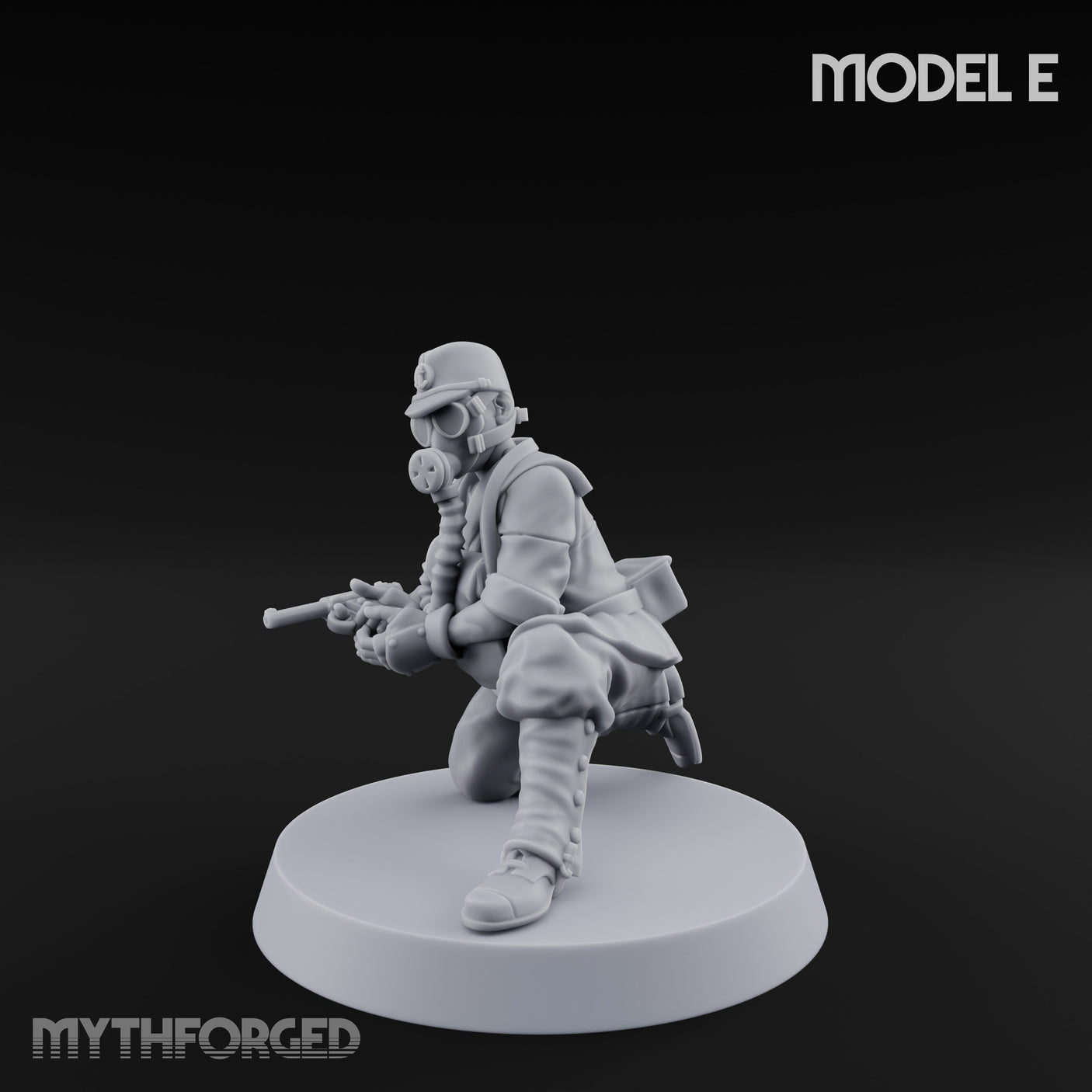 Weird War Gas Masked Gunning Japanese Trooper E Miniature for Dungeons and Dragons, Pathfinder or other TTRPGs