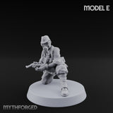 Weird War Gas Masked Gunning Japanese Trooper E Miniature for Dungeons and Dragons, Pathfinder or other TTRPGs