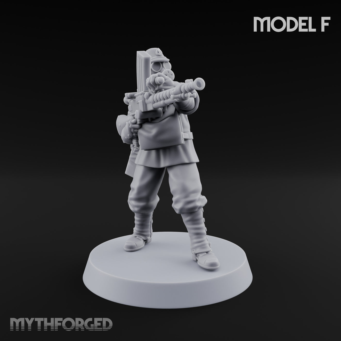 Weird War Gas Masked Gunning Japanese Trooper F Miniature for Dungeons and Dragons, Pathfinder or other TTRPGs
