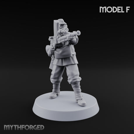 Weird War Gas Masked Gunning Japanese Trooper F Miniature for Dungeons and Dragons, Pathfinder or other TTRPGs