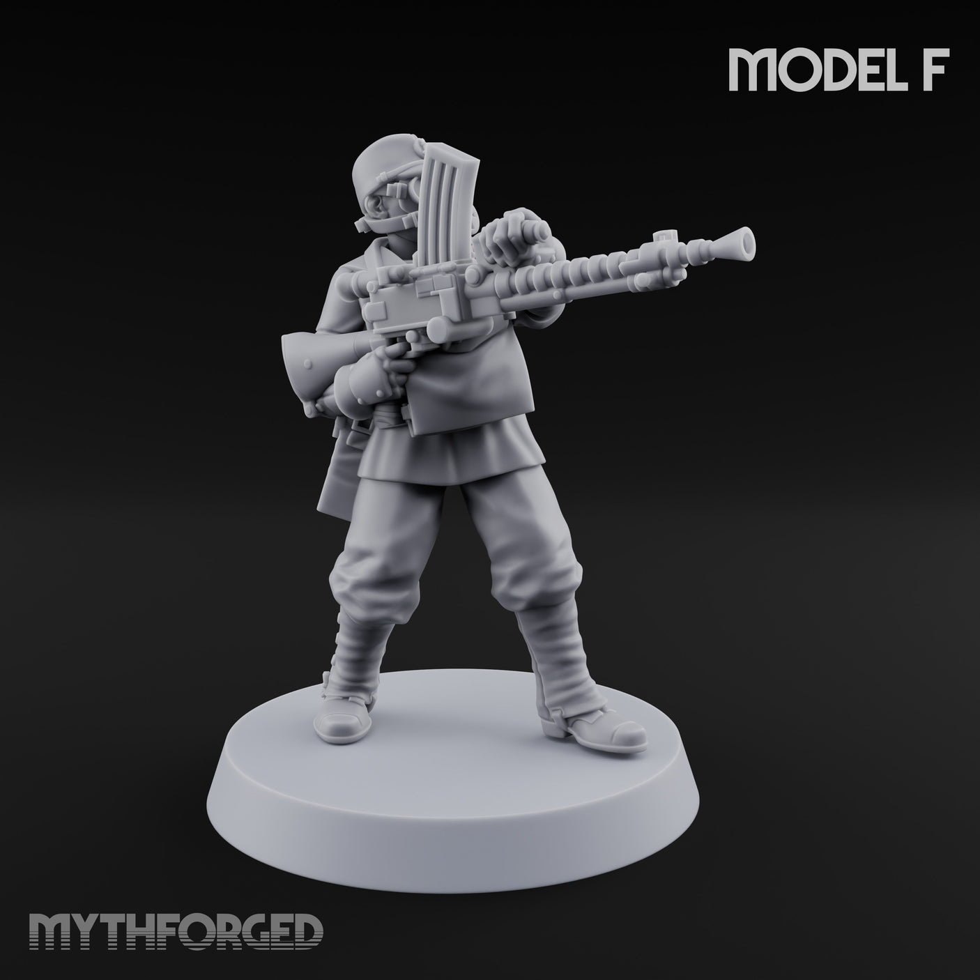 Weird War Gas Masked Gunning Japanese Trooper F Miniature for Dungeons and Dragons, Pathfinder or other TTRPGs