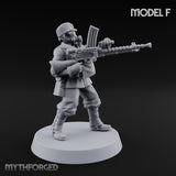 Weird War Gas Masked Gunning Japanese Trooper F Miniature for Dungeons and Dragons, Pathfinder or other TTRPGs