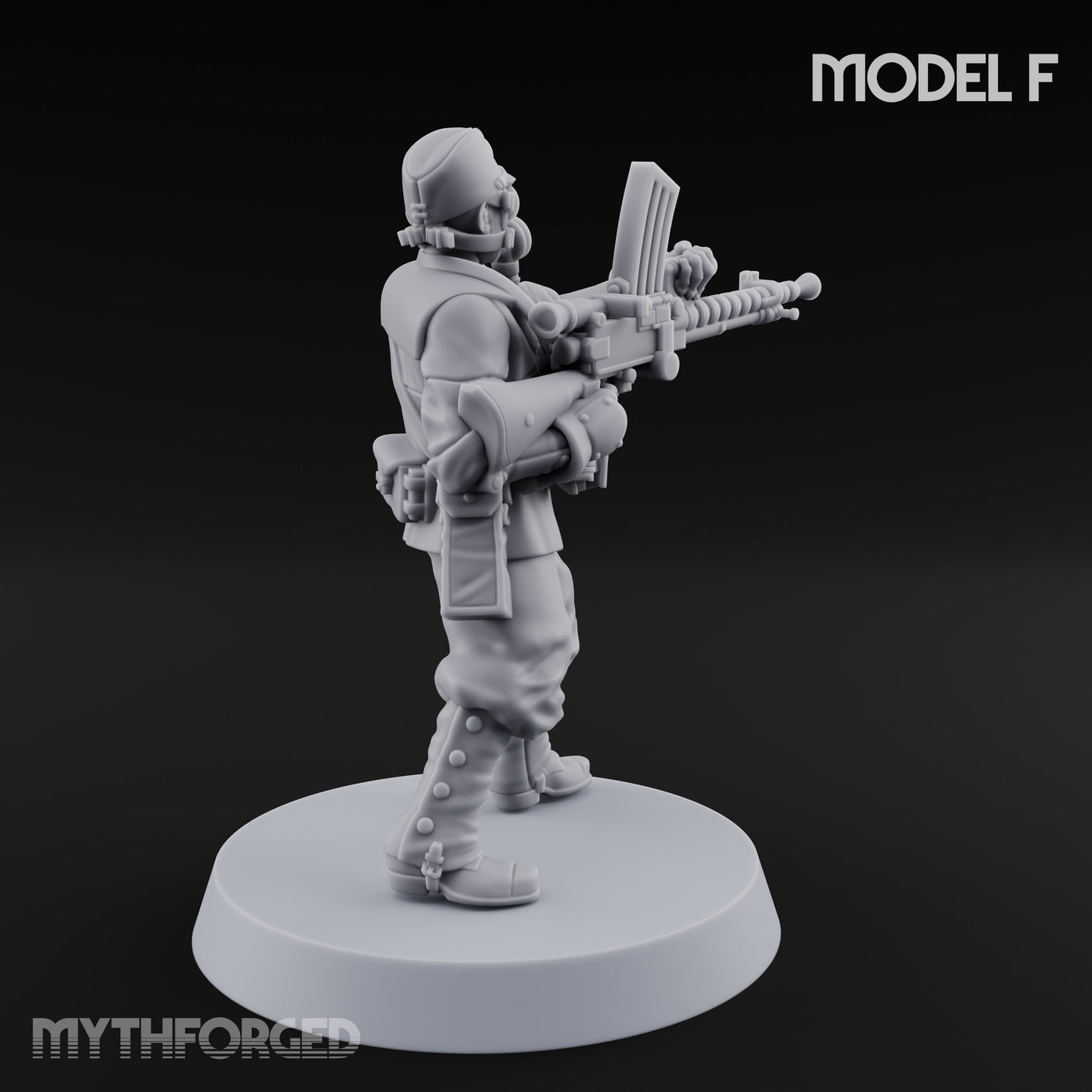 Weird War Gas Masked Gunning Japanese Trooper F Miniature for Dungeons and Dragons, Pathfinder or other TTRPGs