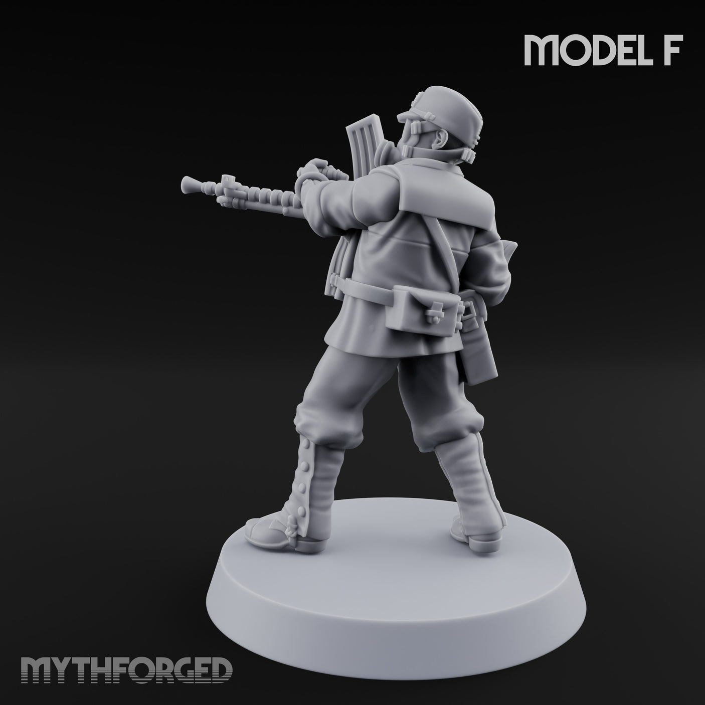 Weird War Gas Masked Gunning Japanese Trooper F Miniature for Dungeons and Dragons, Pathfinder or other TTRPGs