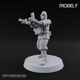 Weird War Gas Masked Gunning Japanese Trooper F Miniature for Dungeons and Dragons, Pathfinder or other TTRPGs