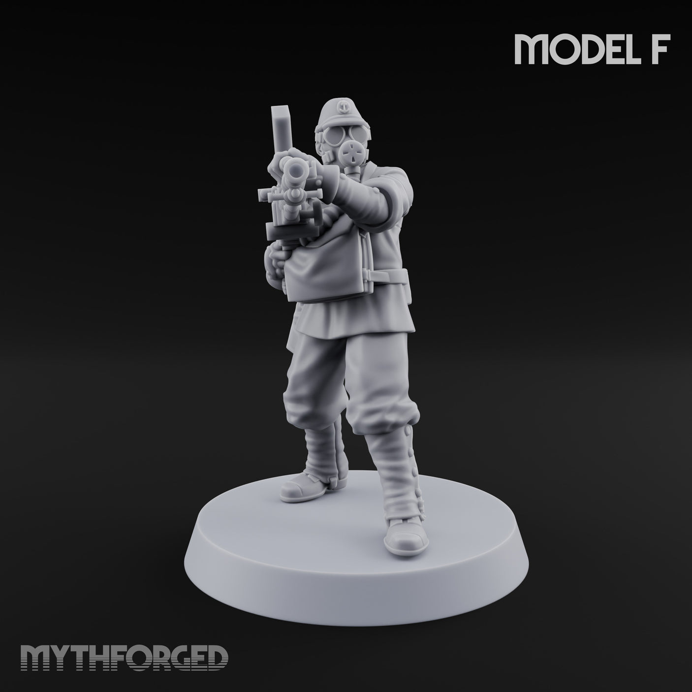 Weird War Gas Masked Gunning Japanese Trooper F Miniature for Dungeons and Dragons, Pathfinder or other TTRPGs