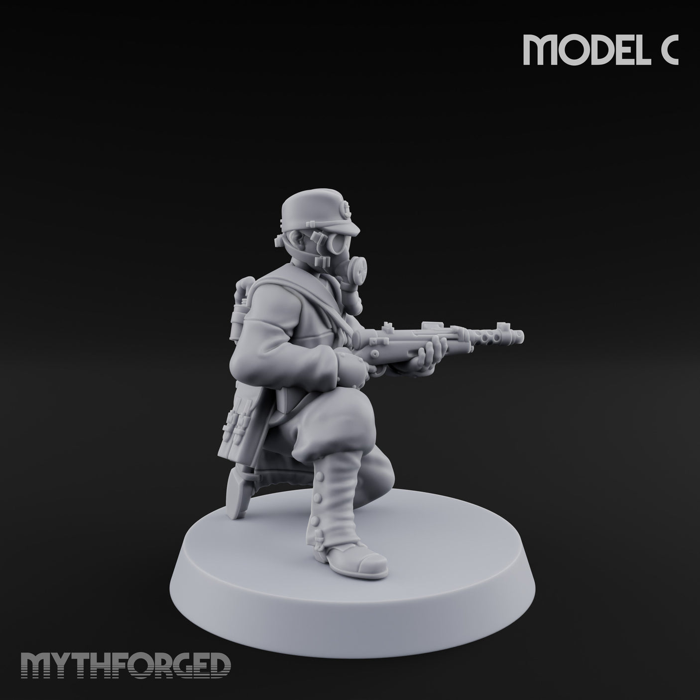 Weird War Gas Masked Gunning Japanese Troopers Miniature for Dungeons and Dragons, Pathfinder or other TTRPGs