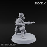 Weird War Gas Masked Gunning Japanese Troopers Miniature for Dungeons and Dragons, Pathfinder or other TTRPGs