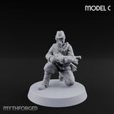 Weird War Gas Masked Gunning Japanese Troopers Miniature for Dungeons and Dragons, Pathfinder or other TTRPGs