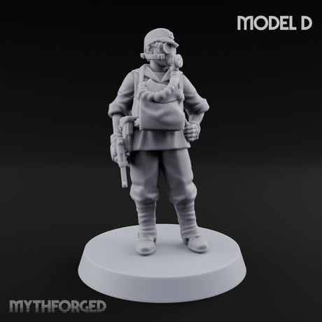 Weird War Gas Masked Gunning Japanese Troopers Miniature for Dungeons and Dragons, Pathfinder or other TTRPGs