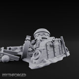 Wheel-Snapped Barrel-Toppled Destroyed Mortar Cart Ruins Miniature for Dungeons and Dragons, Pathfinder or other TTRPGs
