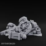 Wheel-Snapped Barrel-Toppled Destroyed Mortar Cart Ruins Miniature for Dungeons and Dragons, Pathfinder or other TTRPGs