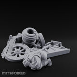 Wheel-Snapped Barrel-Toppled Destroyed Mortar Cart Ruins Miniature for Dungeons and Dragons, Pathfinder or other TTRPGs