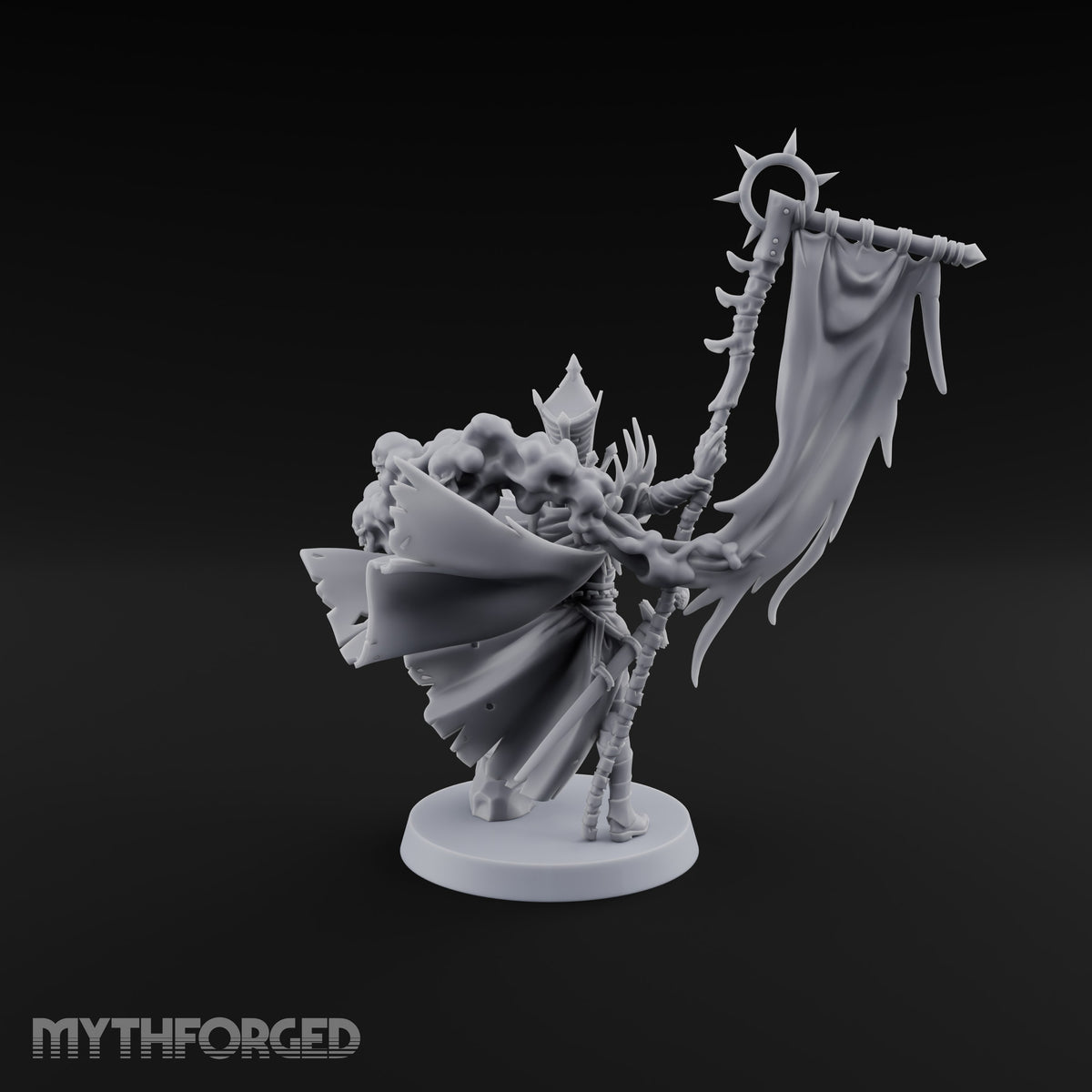 Unfurled and Unforgiving Vampire Lord with Banner and Skull Spirits On Foot — Banner