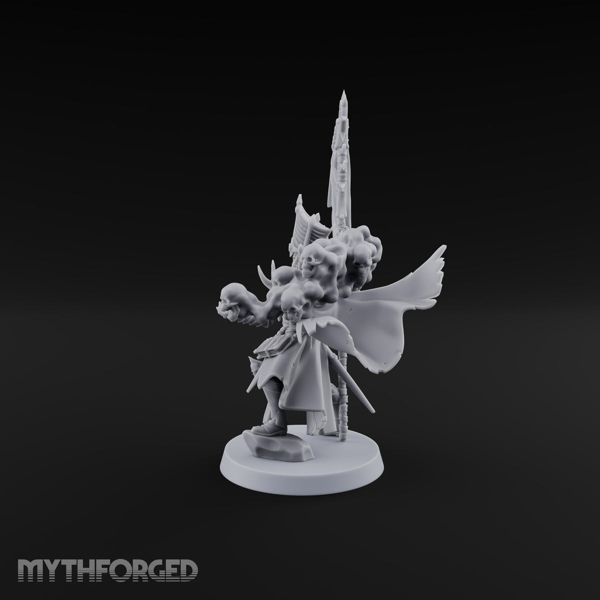 Unfurled and Unforgiving Vampire Lord with Banner and Skull Spirits On Foot — Banner