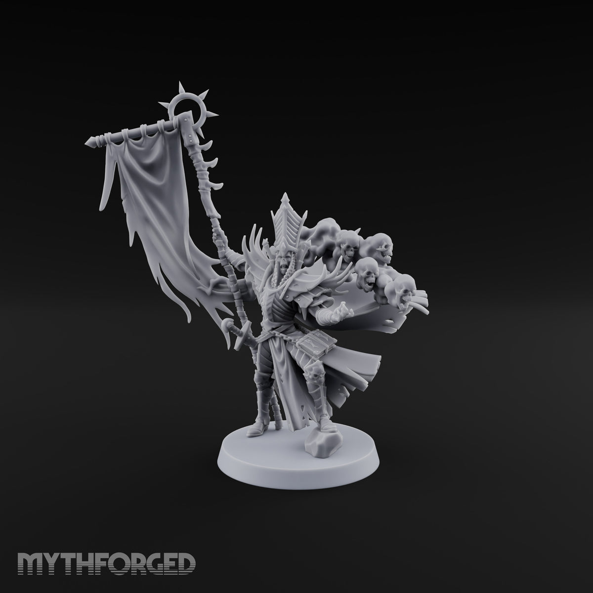 Unfurled and Unforgiving Vampire Lord with Banner and Skull Spirits On Foot — Banner