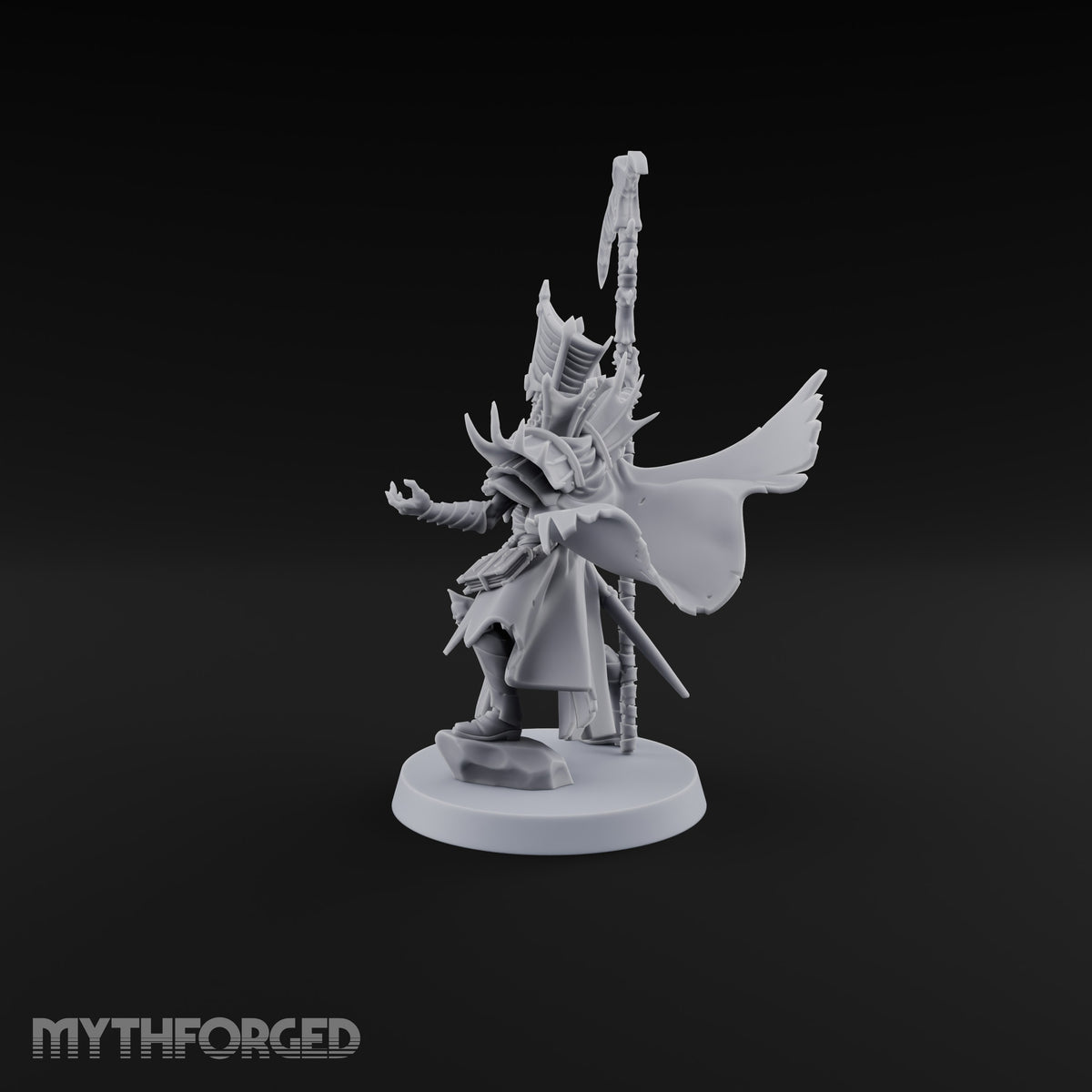 Unfurled and Unforgiving Vampire Lord with Banner and Skull Spirits On Foot — Scythe