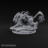 Tail Wears a Second Face Chimera Flame-Maned Lion Beast with Head-Tipped Tail on Rocky Base