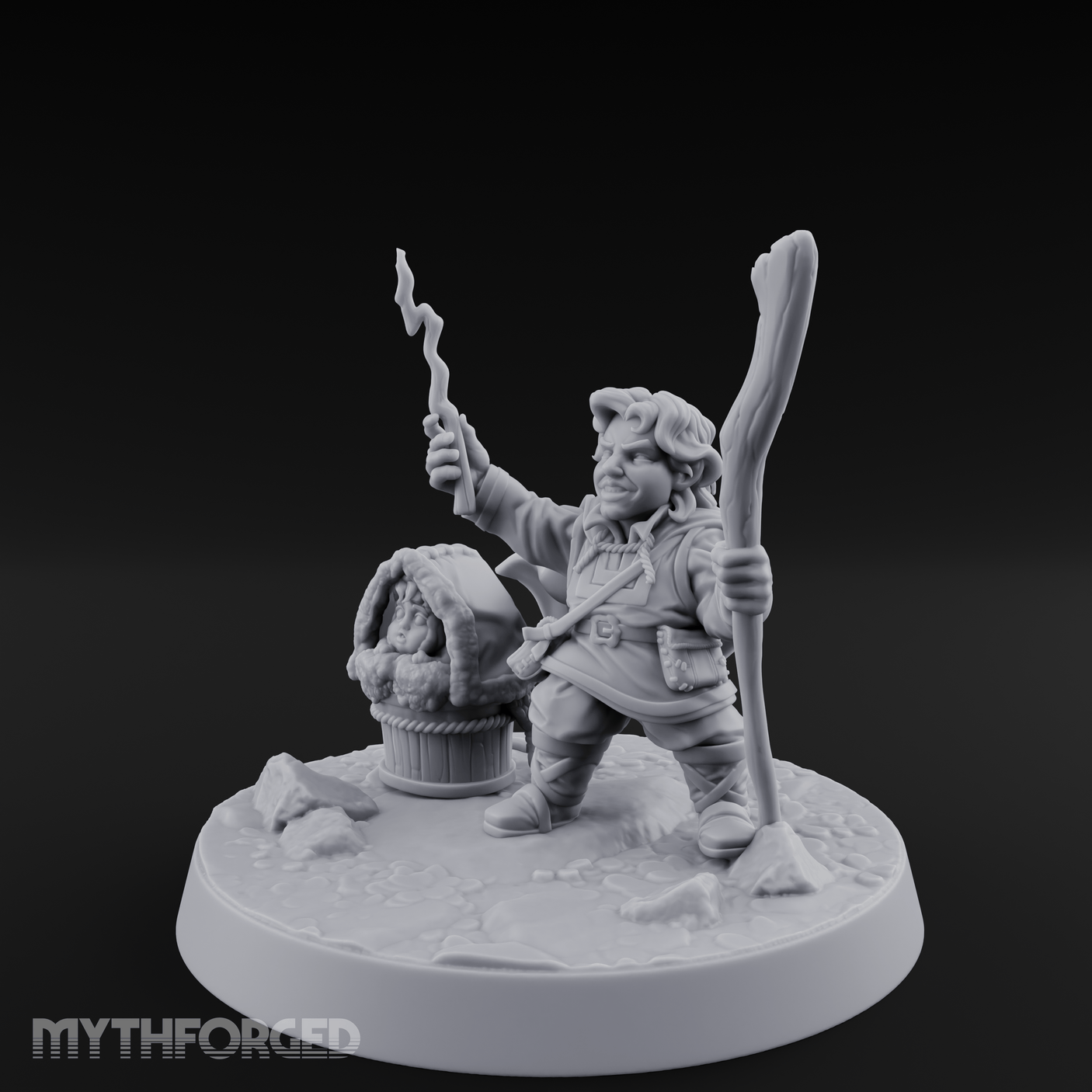 Willowy Halfling Protector Miniature for Dungeons and Dragons, Pathfinder or other TTRPGs