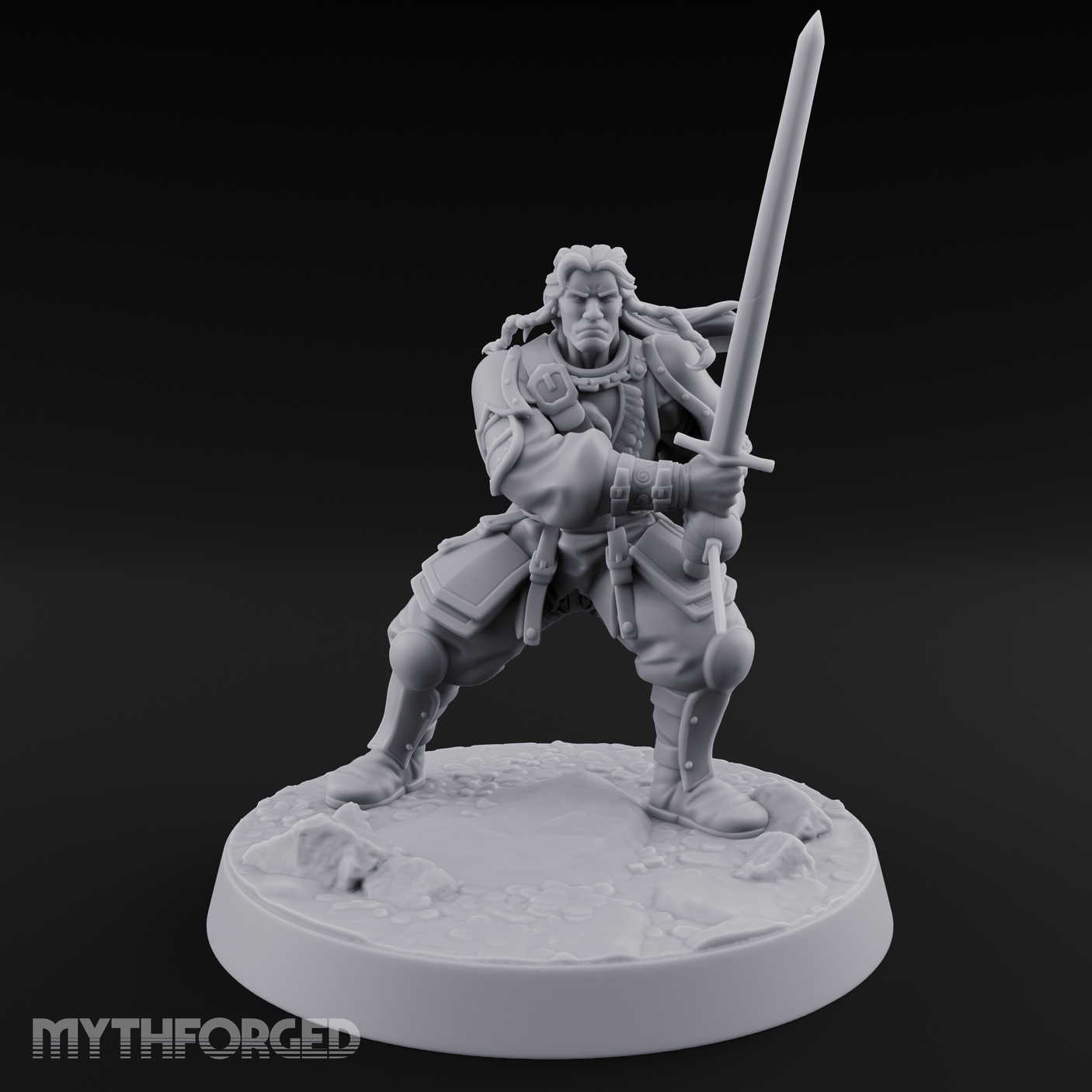 Stance Widened Blade Ready Human Warrior Miniature for Dungeons and Dragons, Pathfinder or other TTRPGs