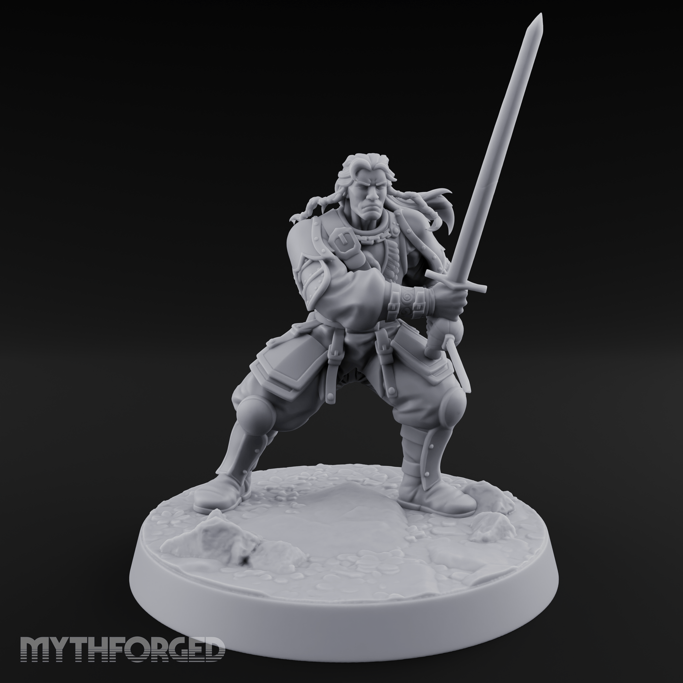 Stance Widened Blade Ready Human Warrior Miniature for Dungeons and Dragons, Pathfinder or other TTRPGs