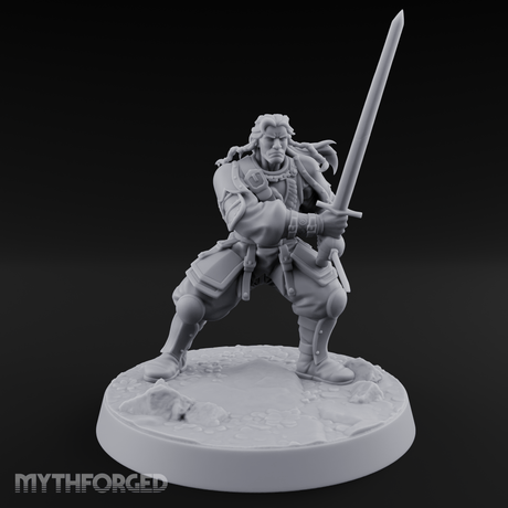 Stance Widened Blade Ready Human Warrior Miniature for Dungeons and Dragons, Pathfinder or other TTRPGs