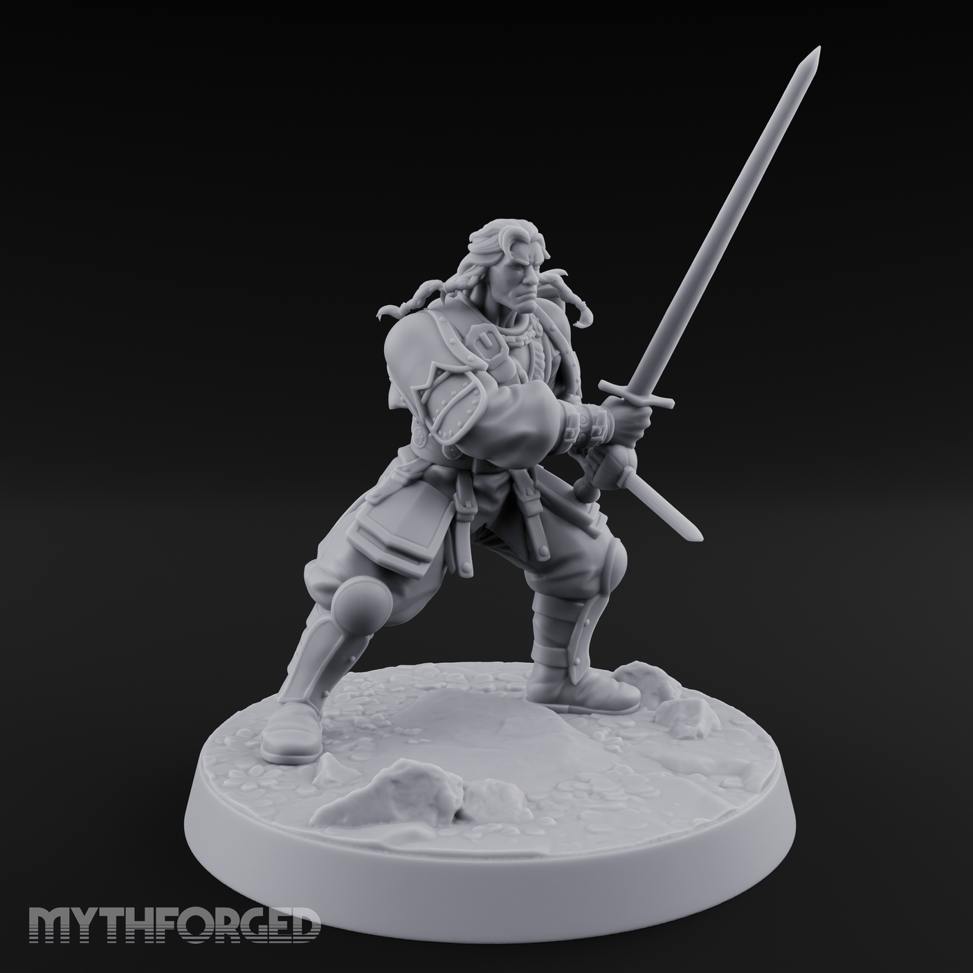 Stance Widened Blade Ready Human Warrior Miniature for Dungeons and Dragons, Pathfinder or other TTRPGs