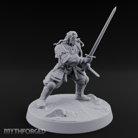 Stance Widened Blade Ready Human Warrior Miniature for Dungeons and Dragons, Pathfinder or other TTRPGs