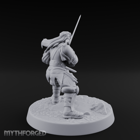 Stance Widened Blade Ready Human Warrior Miniature for Dungeons and Dragons, Pathfinder or other TTRPGs