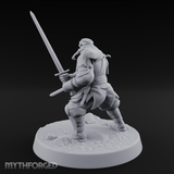 Stance Widened Blade Ready Human Warrior Miniature for Dungeons and Dragons, Pathfinder or other TTRPGs