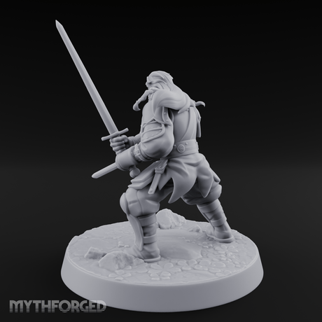 Stance Widened Blade Ready Human Warrior Miniature for Dungeons and Dragons, Pathfinder or other TTRPGs