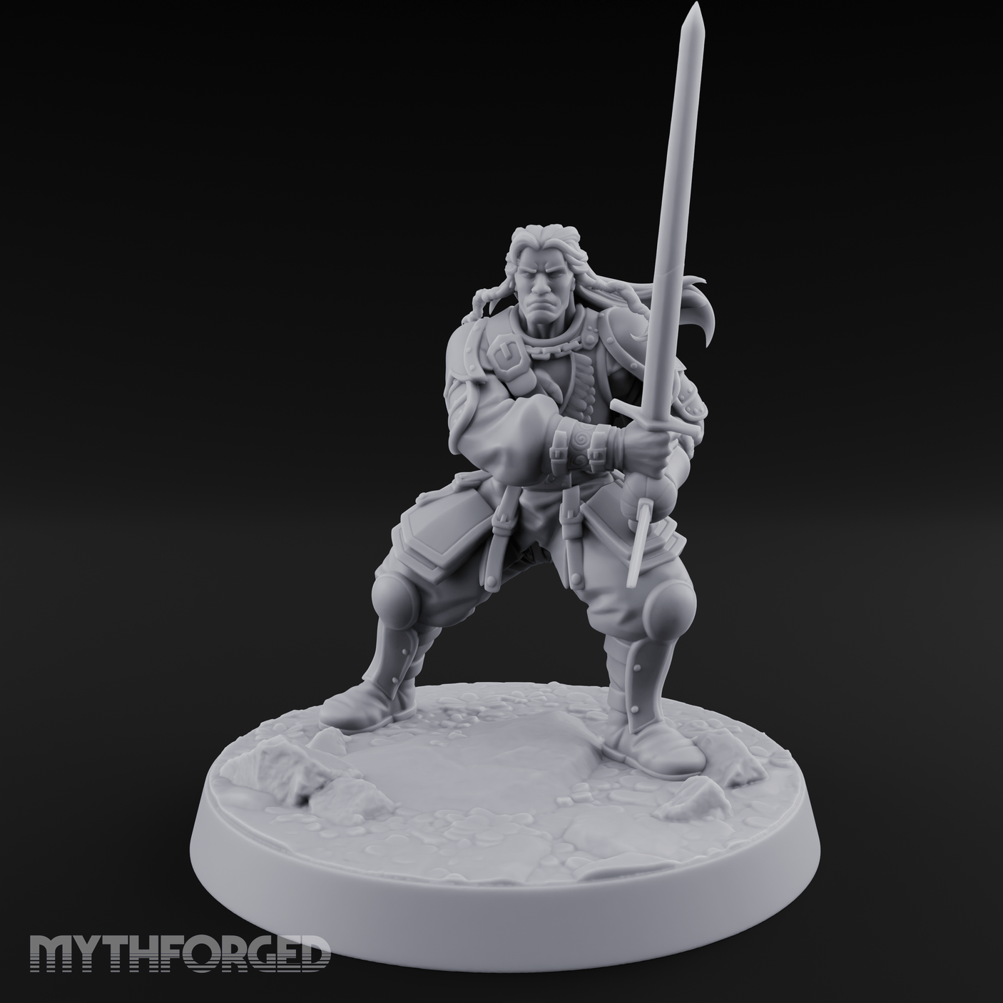 Stance Widened Blade Ready Human Warrior Miniature for Dungeons and Dragons, Pathfinder or other TTRPGs