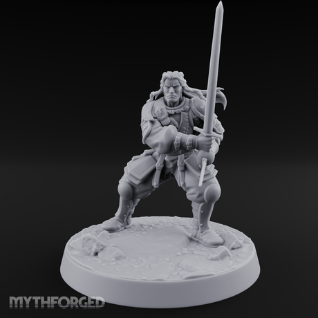 Stance Widened Blade Ready Human Warrior Miniature for Dungeons and Dragons, Pathfinder or other TTRPGs