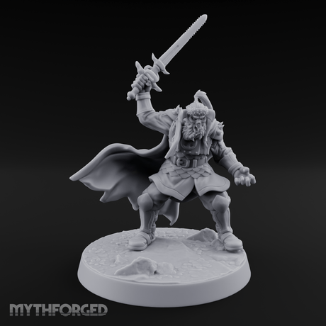 Downward Swinging Sword Fighter Miniature for Dungeons and Dragons, Pathfinder or other TTRPGs