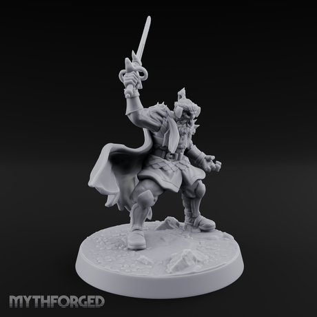 Downward Swinging Sword Fighter Miniature for Dungeons and Dragons, Pathfinder or other TTRPGs