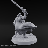 Downward Swinging Sword Fighter Miniature for Dungeons and Dragons, Pathfinder or other TTRPGs