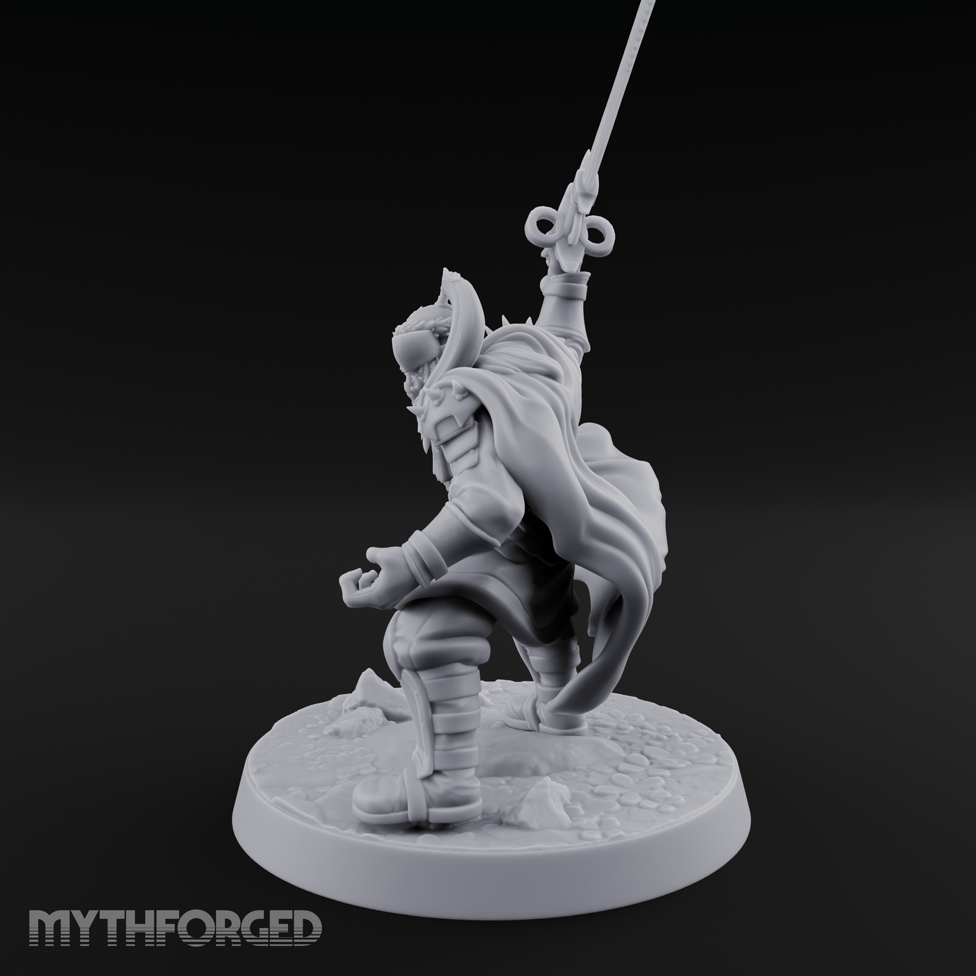 Downward Swinging Sword Fighter Miniature for Dungeons and Dragons, Pathfinder or other TTRPGs
