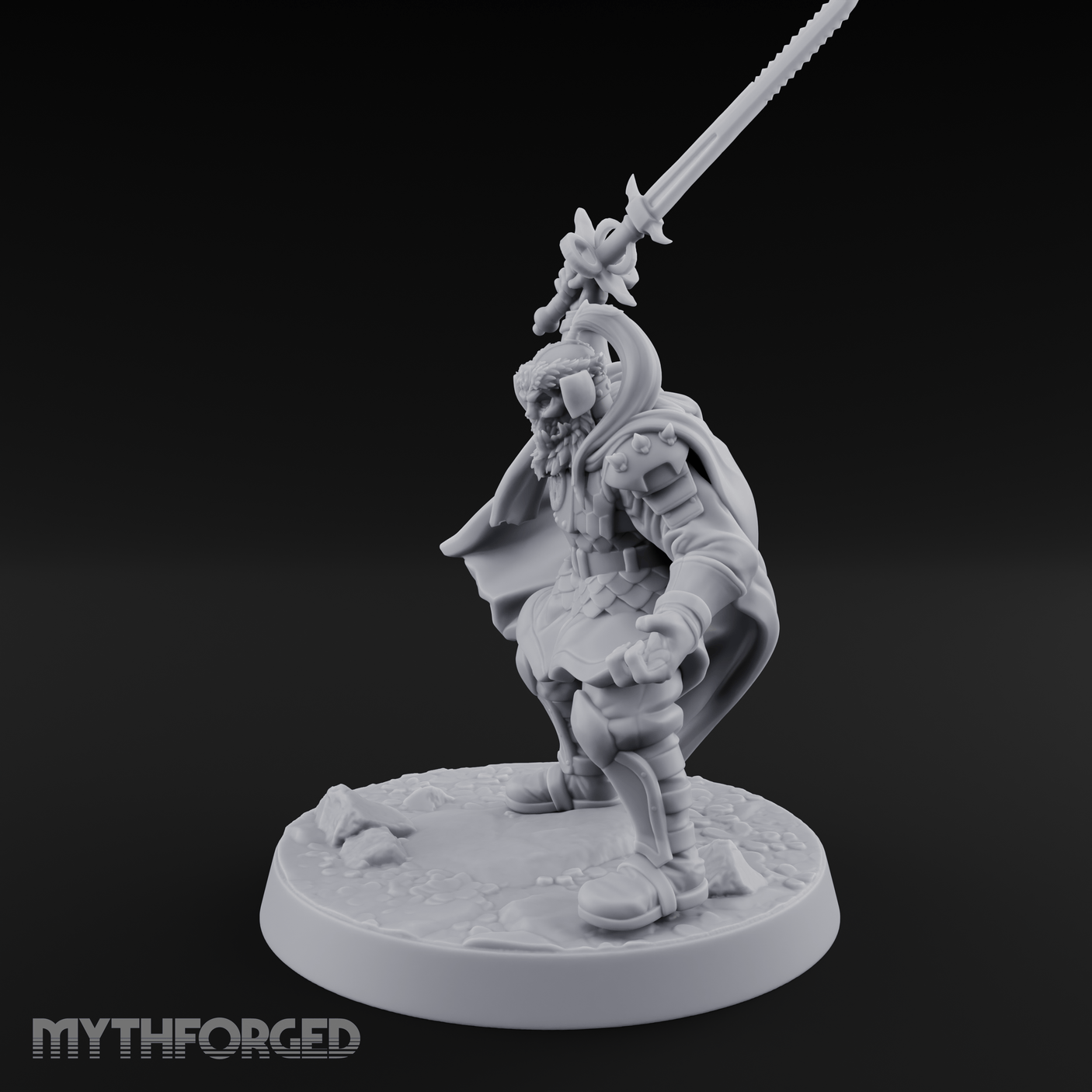 Downward Swinging Sword Fighter Miniature for Dungeons and Dragons, Pathfinder or other TTRPGs