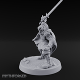 Downward Swinging Sword Fighter Miniature for Dungeons and Dragons, Pathfinder or other TTRPGs