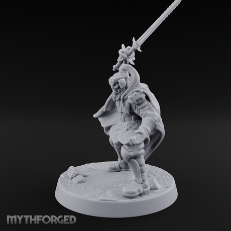 Downward Swinging Sword Fighter Miniature for Dungeons and Dragons, Pathfinder or other TTRPGs