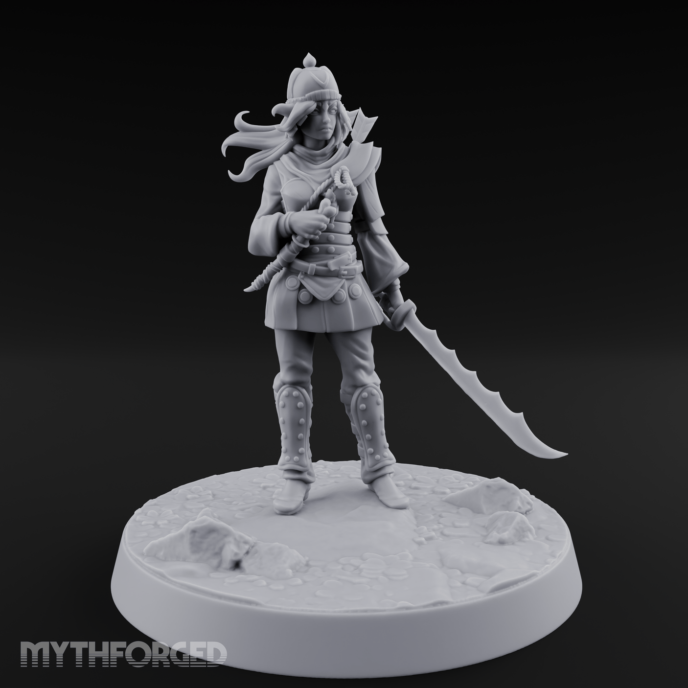 Serrated Blade Human Warrior Miniature for Dungeons and Dragons, Pathfinder or other TTRPGs
