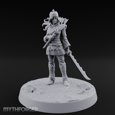 Serrated Blade Human Warrior Miniature for Dungeons and Dragons, Pathfinder or other TTRPGs